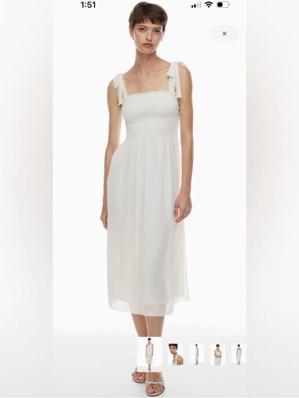 Wilfred White Tie-Shoulder Midi Dress - Elegant Summer Style